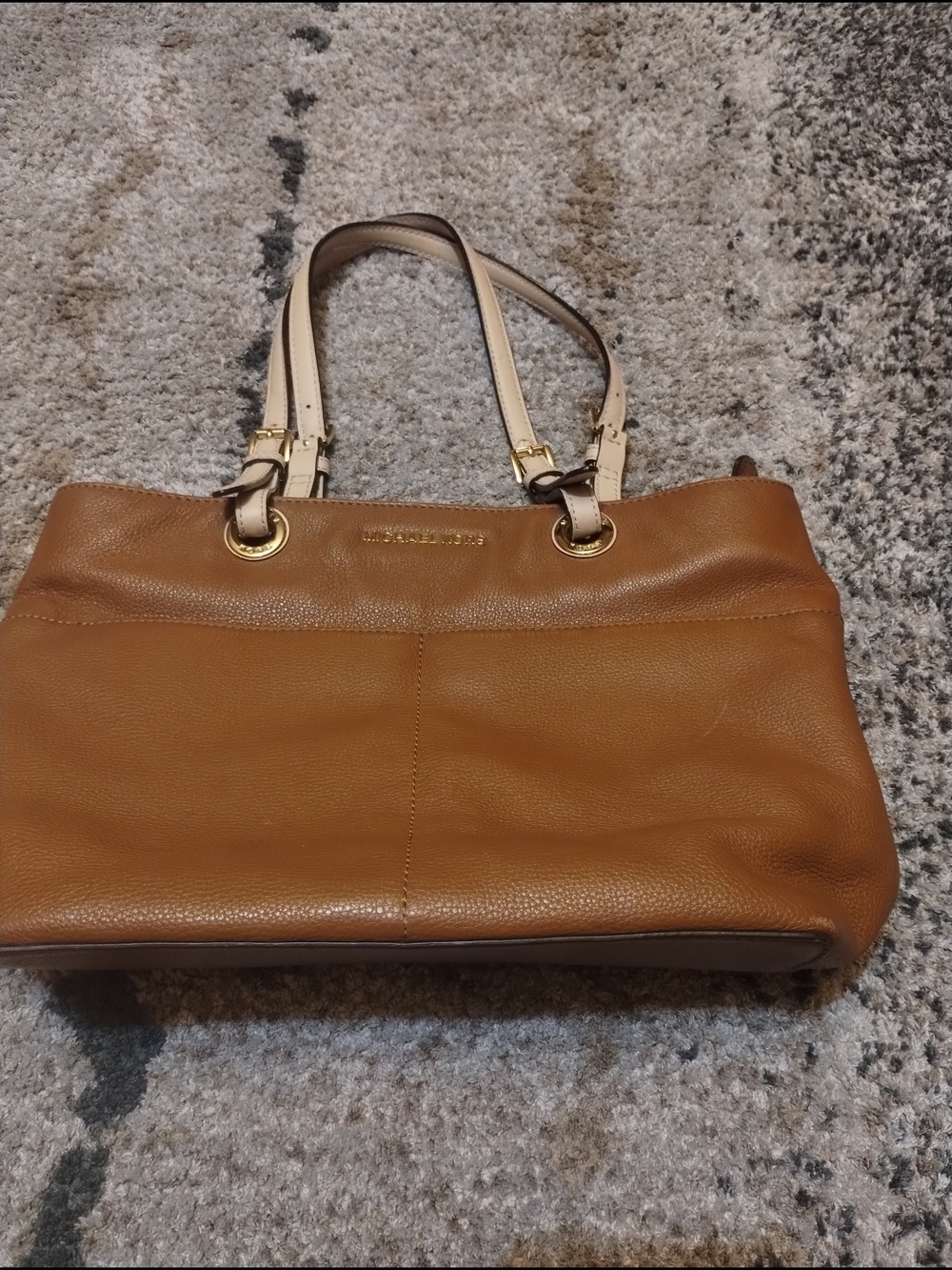 Michael Kors Tan Leather Tote with Contrast Straps